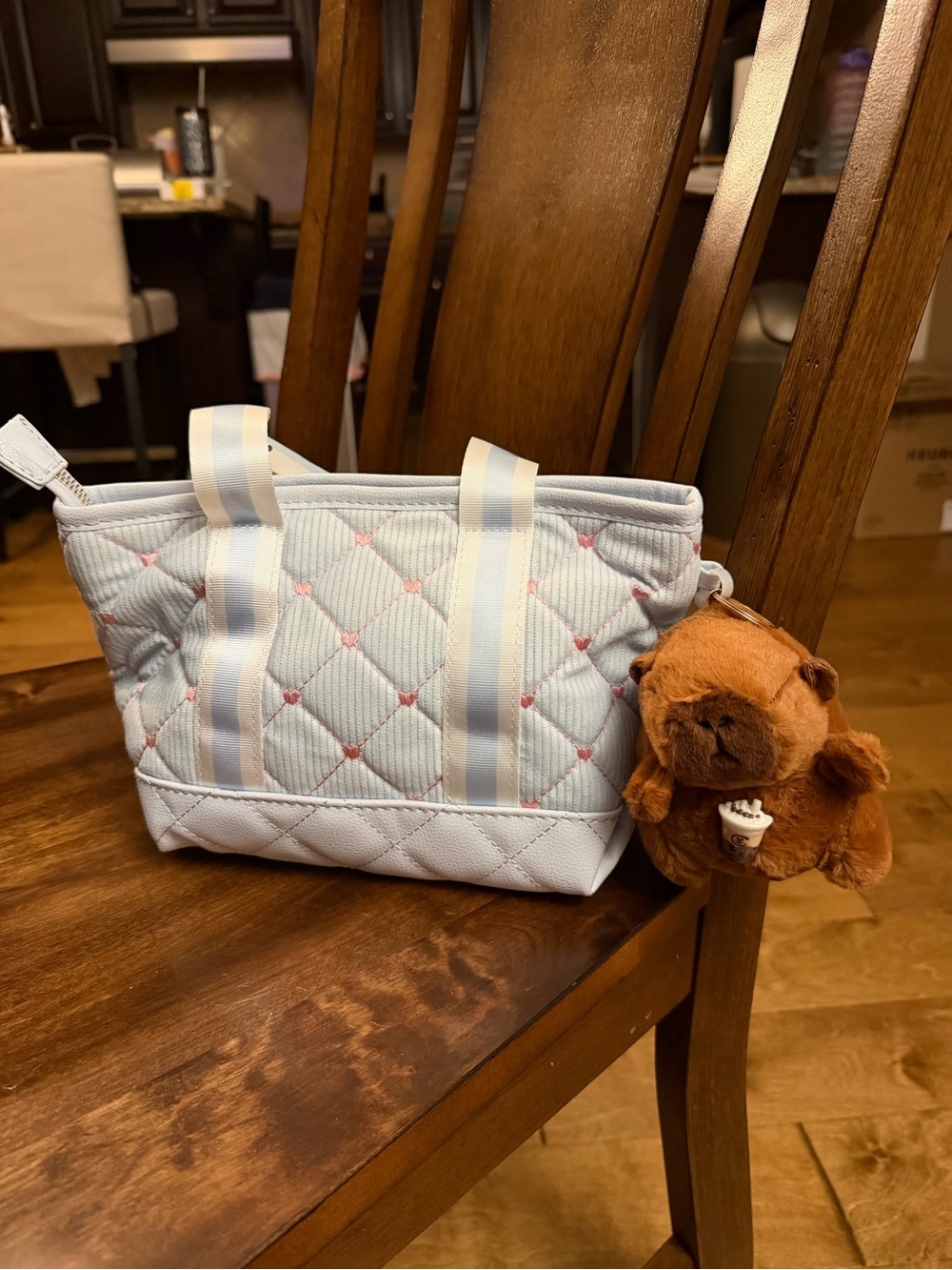 Under One Sky Mini Tote Bag with Playful Plush Charm